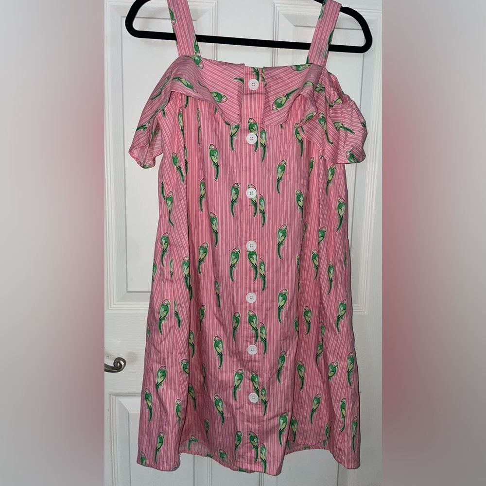 crown & ivy Pink Striped Parrot Dress Medium